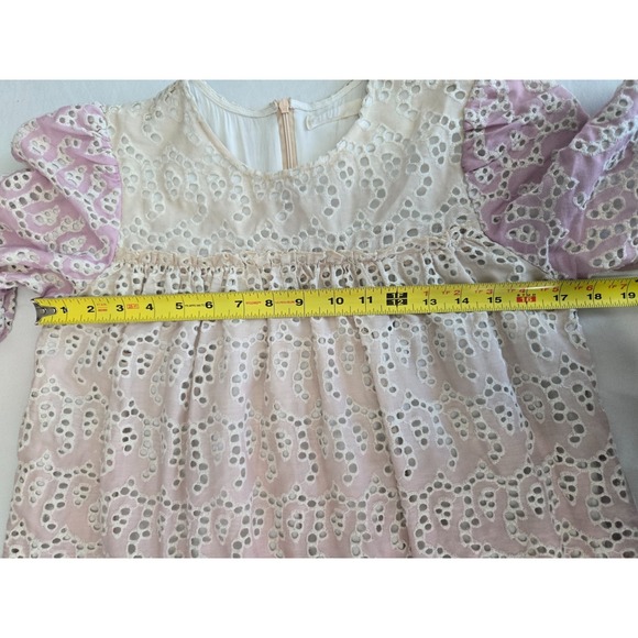 Girls Size 14 Ombre Eyelet Easter Dress Pink Purple Long Sleeve Cottagecore Boho - Picture 6 of 14
